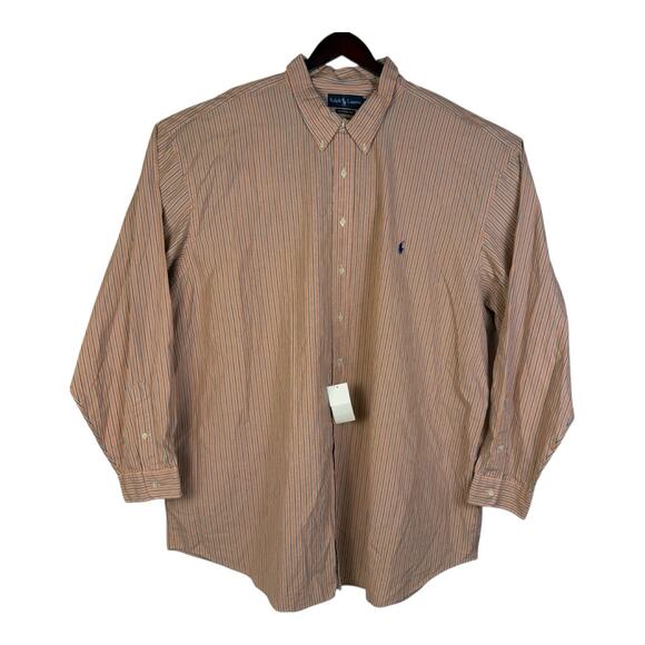 NWT Polo Ralph Lauren Classic Fit Button Down Shirt 4XLT Peach Vertical Strip - Picture 2 of 15